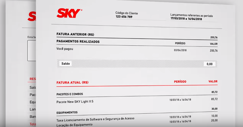 fatura e boleto Sky